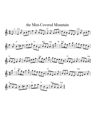 the Mist-Covered Mountain (Version 4) sheet music preview