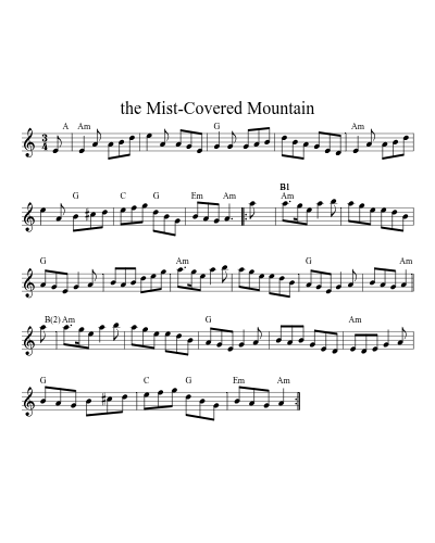 the Mist-Covered Mountain (Version 5) sheet music preview