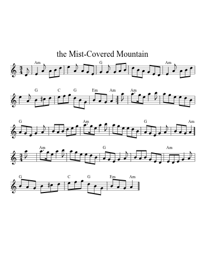 the Mist-Covered Mountain (Version 7) sheet music preview