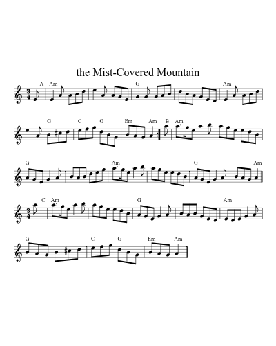 the Mist-Covered Mountain (Version 8) sheet music preview