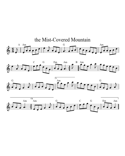 the Mist-Covered Mountain (Version 9) sheet music preview