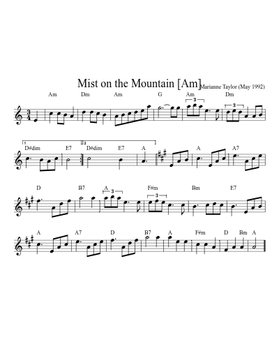 Mist on the Mountain [Am] sheet music preview