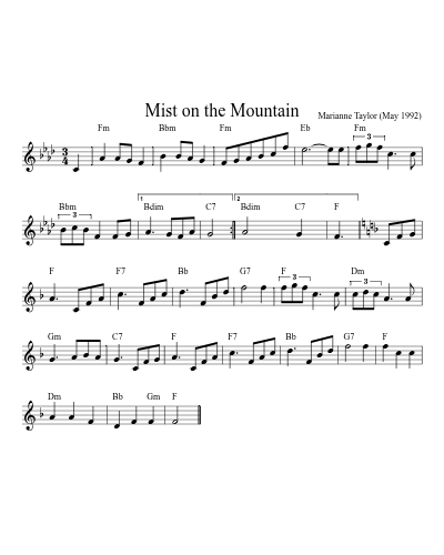 Mist on the Mountain (Version 8) sheet music preview