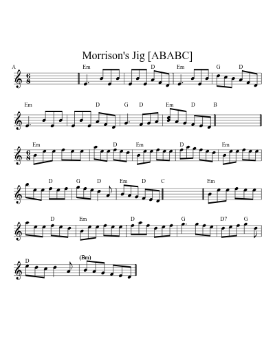 Morrison's Jig [ABABC] sheet music preview
