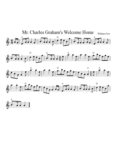 Mr. Charles Graham's Welcome Home (Version 6) sheet music preview