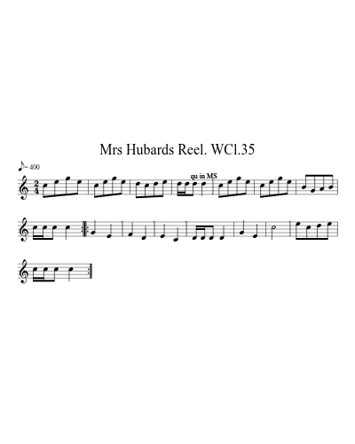 Mrs Hubards Reel. WCl.35