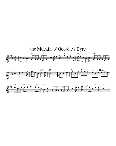 the Muckin' o' Geordie's Byre sheet music preview