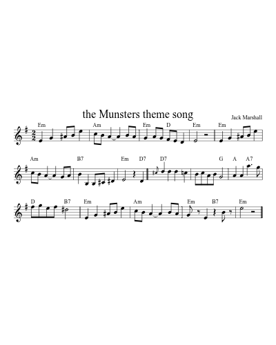 the Munsters theme song sheet music preview