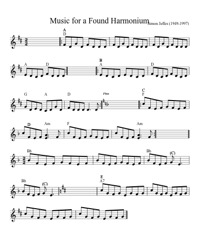 Music For A Found Harmonium (Version 8) sheet music preview