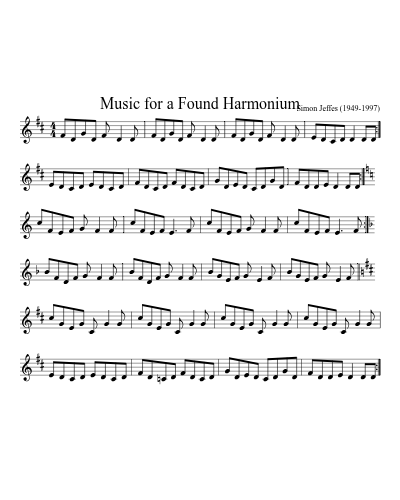 Music For A Found Harmonium (Version 10) sheet music preview