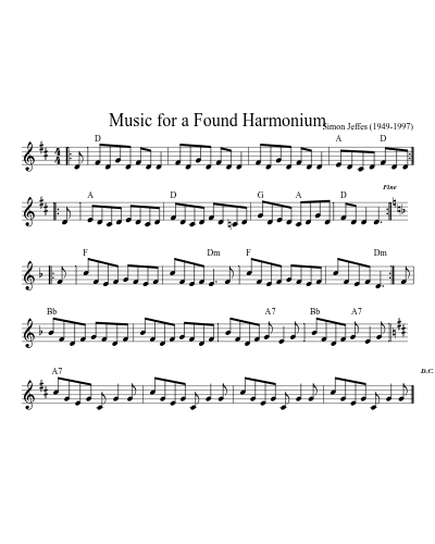 Music For A Found Harmonium (Version 12) sheet music preview