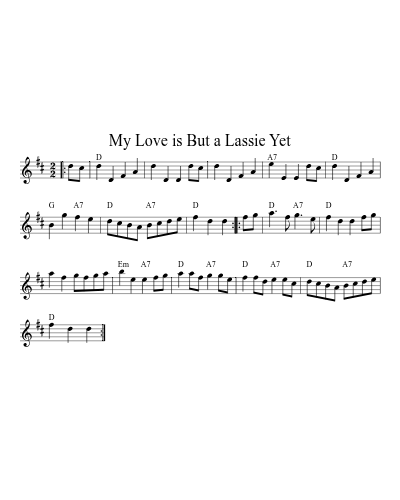 My Love is But a Lassie Yet (Version 7) sheet music preview