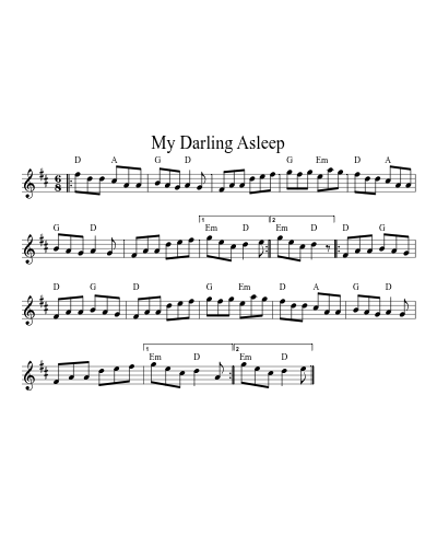 My Darling Asleep (Version 8) sheet music preview