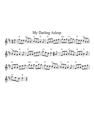 My Darling Asleep (Version 11) sheet music preview