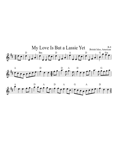My Love is But a Lassie Yet (Version 16) sheet music preview