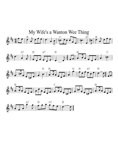 My Wife's a Wanton Wee Thing (Version 8) sheet music preview