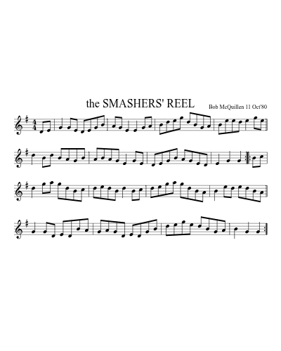 the SMASHERS' REEL sheet music preview