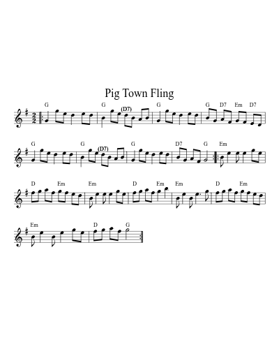 Pig Town Fling (N E F R X) sheet music preview