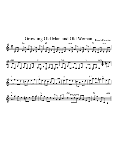 Growling Old Man and Old Woman (N E F R X) sheet music preview