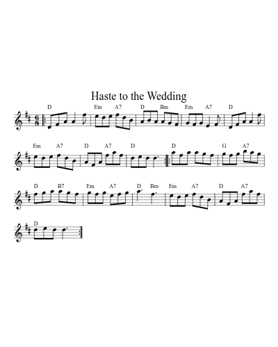 Haste to the Wedding (N E F R X) sheet music preview