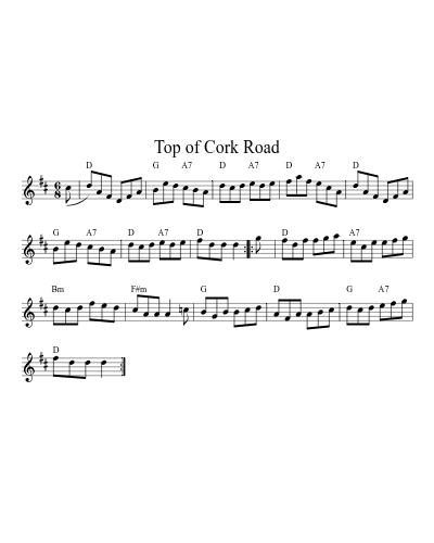 Top of Cork Road (N E F R X) sheet music preview