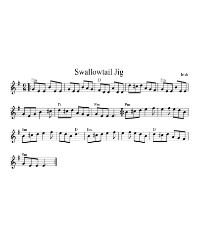 Swallowtail Jig (N E F R X) sheet music preview