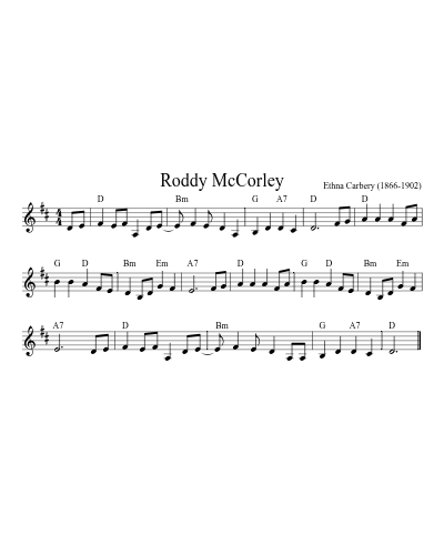 Roddy McCorley (N E F R X) sheet music preview