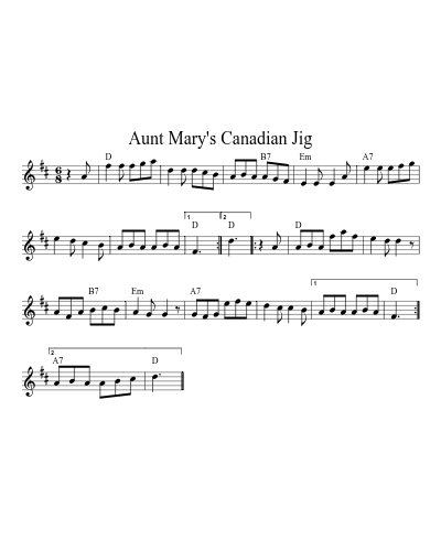 Aunt Mary's Canadian Jig (Nye Jig Auntmarys)