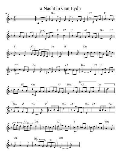 a Nacht in Gan Eydn (Version 2) sheet music preview