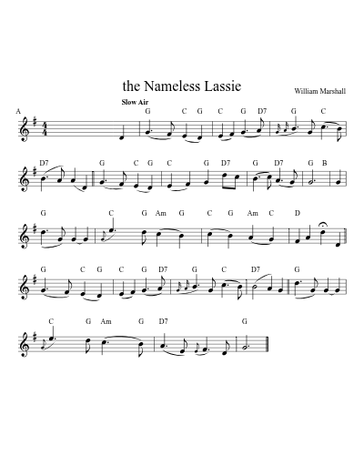 the Nameless Lassie sheet music preview