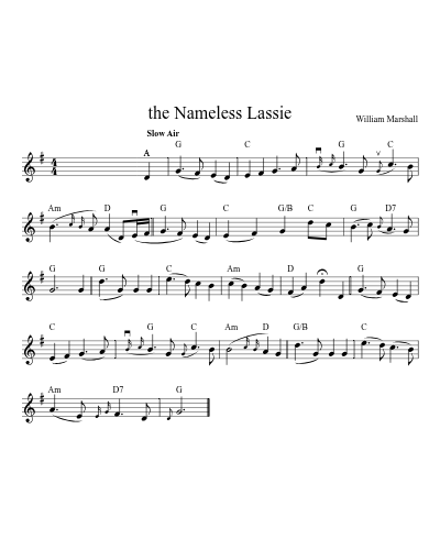 the Nameless Lassie (Version 2) sheet music preview