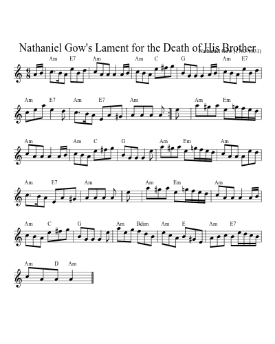 Nathaniel Gow's Lament for the Death of His Brother (Version 2)