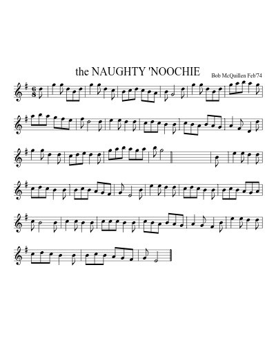 the NAUGHTY 'NOOCHIE (Naughty Noochie) sheet music preview