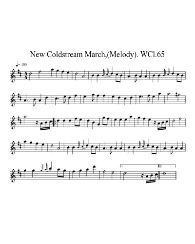 New Coldstream March,(Melody). WCl.65