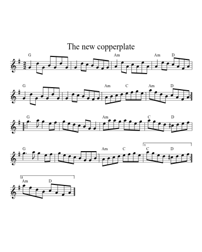 The new copperplate (Version 2) sheet music preview