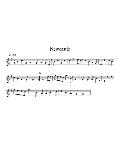 Newcastle (Version 2) sheet music preview