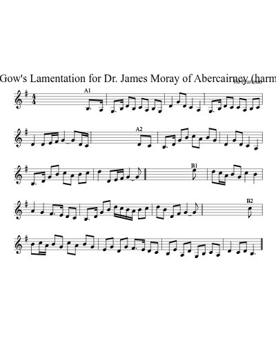 Niel Gow's Lamentation for Dr. James Moray of Abercairney (harmony)