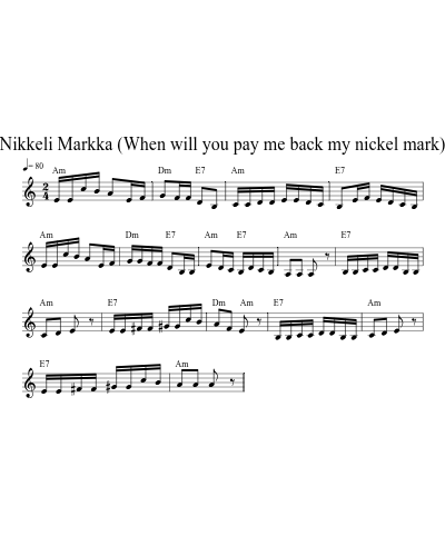 Nikkeli Markka (When will you pay me back my nickel mark)