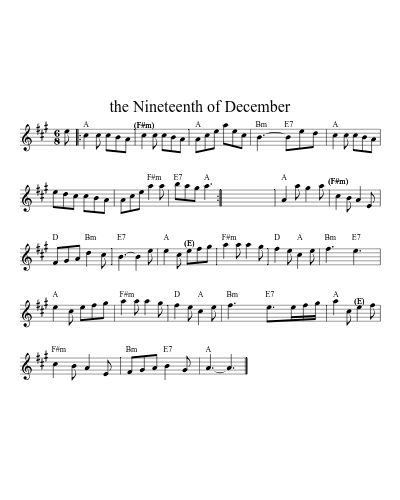 the Nineteenth of December sheet music preview