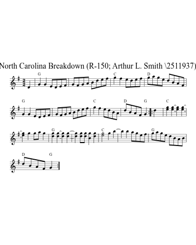 North Carolina Breakdown (R-150; Arthur L. Smith \2511937) (Version 2) preview
