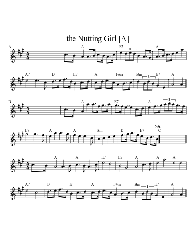 the Nutting Girl [A] sheet music preview