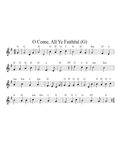 O Come, All Ye Faithful (G) (Version 2) sheet music preview