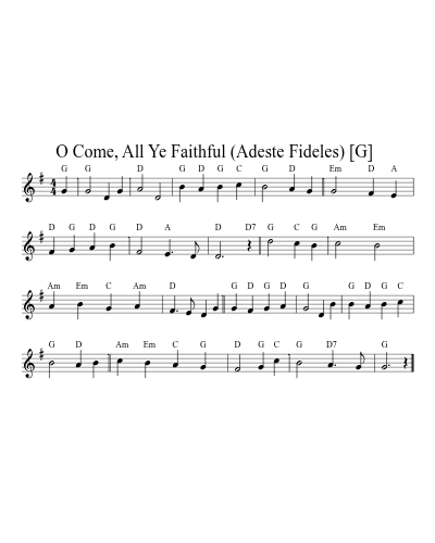 O Come, All Ye Faithful (Adeste Fideles)  [G] (Version 3)