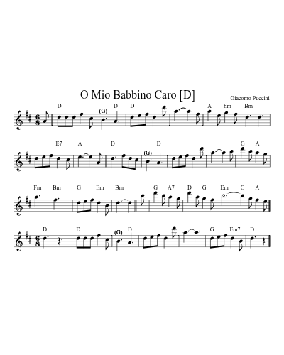 O Mio Babbino Caro    [D] (Version 2)