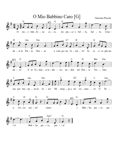 O Mio Babbino Caro    [G] sheet music preview