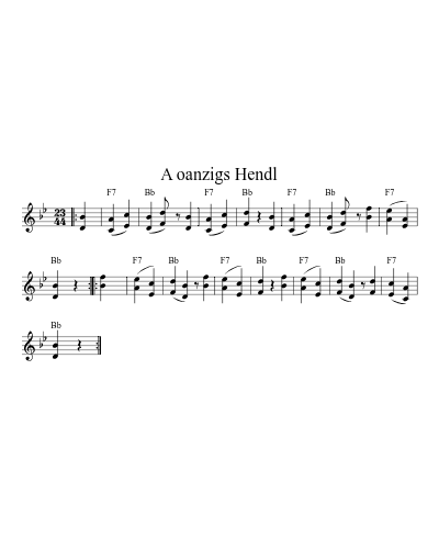 A oanzigs Hendl (Version 8) sheet music preview
