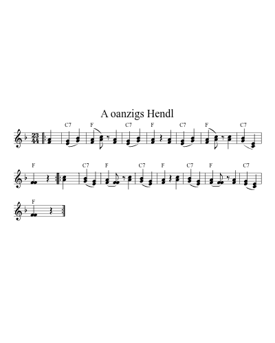 A oanzigs Hendl (Version 11) sheet music preview