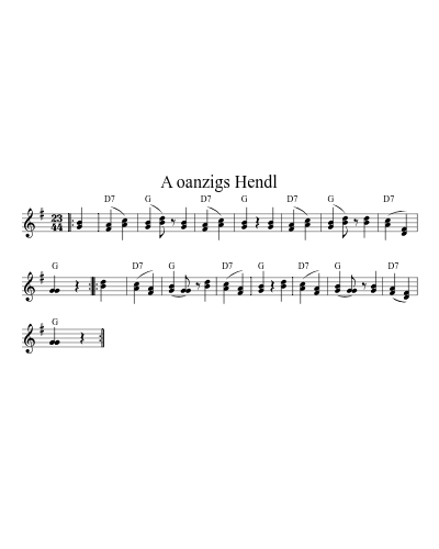 A oanzigs Hendl (Version 12) sheet music preview