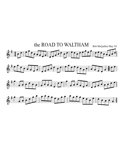 the ROAD TO WALTHAM sheet music preview