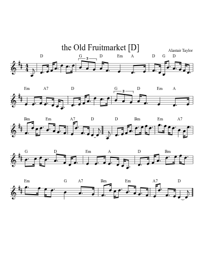 the Old Fruitmarket  [D] (Version 2) sheet music preview